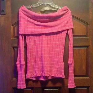 Free people pink of the shoulder long sleeve